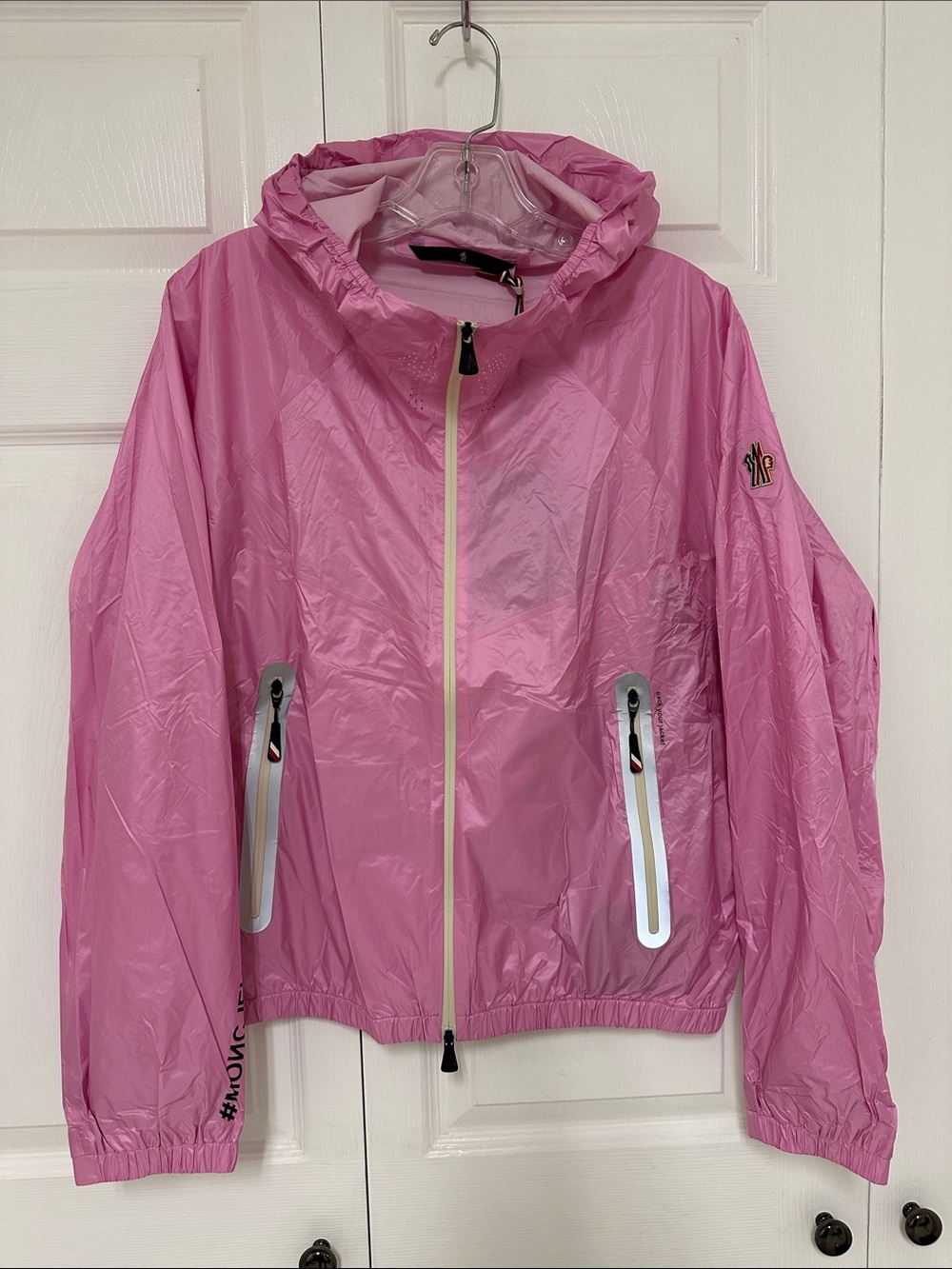 NWT Moncler Lightweight Packable Pink Hooded Windbreaker Jacket